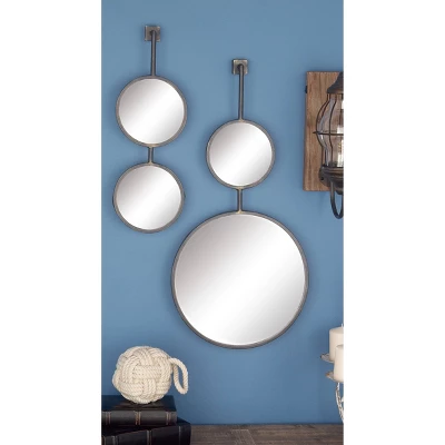Modern Metal Wall Mirror Set Of 4 Black - Olivia & May 3 Modern Metal Wall Mirror Set Of 4 Black - Olivia & May