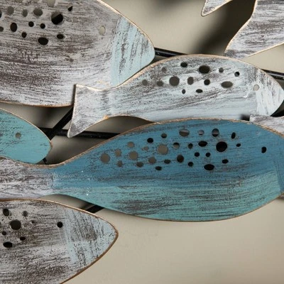 35.75" X 14.75" School Of Fish Metal Wall Art Sculpture Blue/Green/Silver - Danya B. 7 35.75" X 14.75" School Of Fish Metal Wall Art Sculpture Blue/Green/Silver - Danya B. - Image 5