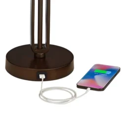 Franklin Iron Works Samuel Industrial Desk Lamp 20" High Rubbed Bronze With USB Charging Port Natural Mica Shade For Bedroom Living Room Bedside Desk -Home Decor Shop GUEST 246fcc53 8bd8 425c 987c 547c4f34158a