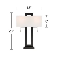360 Lighting Neil Modern Rustic Table Lamp 26" High Black Metal With USB Charging Port White Rectangular Shade For Bedroom Living Room Bedside Desk 17 360 Lighting Neil Modern Rustic Table Lamp 26" High Black Metal With USB Charging Port White Rectangular Shade For Bedroom Living Room Bedside Desk -Home Decor Shop GUEST 249b76df c4e3 4773 8e38 002a6115fa7e