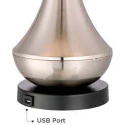 360 Lighting Simon Modern Table Lamps 25 1/2" High Set Of 2 Brushed Nickel With USB Charging Port Ivory Linen Shade For Bedroom Living Room House Desk 7 360 Lighting Simon Modern Table Lamps 25 1/2" High Set Of 2 Brushed Nickel With USB Charging Port Ivory Linen Shade For Bedroom Living Room House Desk -Home Decor Shop GUEST 24adc801 a4c7 4967 a0eb da46831554a1