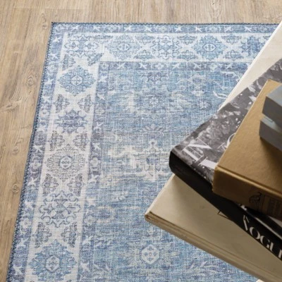 Marcel Persian Style Inspired Traditional Area Rug Blue/Gray - Captiv8e Designs 5 Marcel Persian Style Inspired Traditional Area Rug Blue/Gray - Captiv8e Designs - Image 3