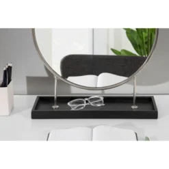 18" X 22" Maxfield Round Tabletop Mirror Silver/Black - Kate & Laurel All Things Decor -Home Decor Shop GUEST 25d2c038 1f50 49fe 8a2a a76522d4b46c