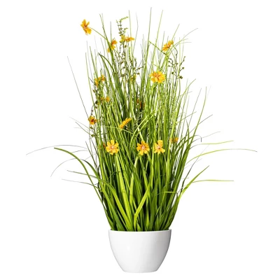 Vickerman Artificial Yellow Potted Artificial Cosmos And Grass 7 Vickerman Artificial Yellow Potted Artificial Cosmos And Grass - Image 5