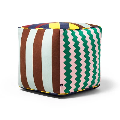 Rugby Stripe Cube Pouf - Rowing Blazers X Target 3 Rugby Stripe Cube Pouf - Rowing Blazers X Target