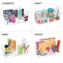 MDesign Plastic Office Storage Organizer Caddy Tote With Handle, 4 Pack - Clear 11 MDesign Plastic Office Storage Organizer Caddy Tote With Handle, 4 Pack - Clear -Home Decor Shop GUEST 27c68b12 3240 492c a250 ebdfedc73af4