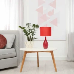 18.11" Traditional Standard Ceramic Dewdrop Table Desk Lamp With Matching Fabric Shade Red - Creekwood Home 12 18.11" Traditional Standard Ceramic Dewdrop Table Desk Lamp With Matching Fabric Shade Red - Creekwood Home -Home Decor Shop GUEST 281422c5 4abd 44ec 98e4 75a4219a62fe