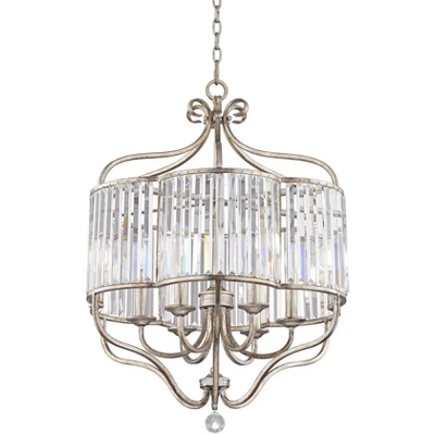 Vienna Full Spectrum Stella Antique Soft Silver Chandelier 22" Wide French Crystal Glass 6-Light Fixture For Dining Room House Foyer Kitchen Island 8 Vienna Full Spectrum Stella Antique Soft Silver Chandelier 22" Wide French Crystal Glass 6-Light Fixture For Dining Room House Foyer Kitchen Island - Image 6
