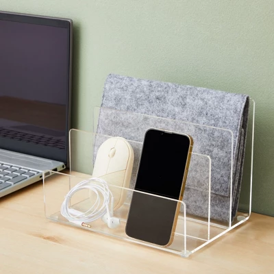 Juvale Clear Acrylic Folder Holder With 3 Sections For Paper Files, Documents, Envelopes, Desk Organizer For School And Office Supplies, 9x6.75 In 7 Juvale Clear Acrylic Folder Holder With 3 Sections For Paper Files, Documents, Envelopes, Desk Organizer For School And Office Supplies, 9x6.75 In - Image 5