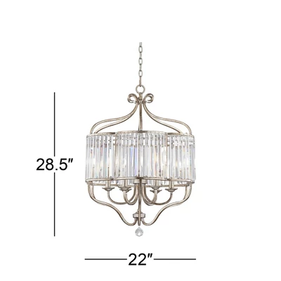 Vienna Full Spectrum Stella Antique Soft Silver Chandelier 22" Wide French Crystal Glass 6-Light Fixture For Dining Room House Foyer Kitchen Island 9 Vienna Full Spectrum Stella Antique Soft Silver Chandelier 22" Wide French Crystal Glass 6-Light Fixture For Dining Room House Foyer Kitchen Island - Image 7