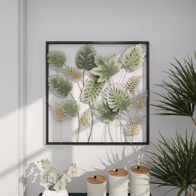 30" X 30" Metal Leaf Tall Cut-Out Wall Decor With Intricate Laser Cut Designs Green - Olivia & May 13 30" X 30" Metal Leaf Tall Cut-Out Wall Decor With Intricate Laser Cut Designs Green - Olivia & May - Image 11