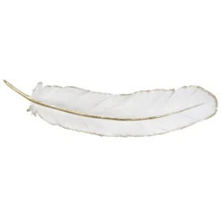 Polystone Bird Feather Wall Decor White - CosmoLiving By Cosmopolitan