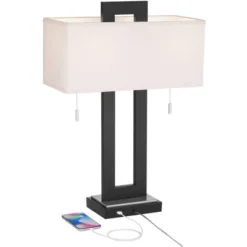 360 Lighting Neil Modern Rustic Table Lamp 26" High Black Metal With USB Charging Port White Rectangular Shade For Bedroom Living Room Bedside Desk 11 360 Lighting Neil Modern Rustic Table Lamp 26" High Black Metal With USB Charging Port White Rectangular Shade For Bedroom Living Room Bedside Desk -Home Decor Shop GUEST 29f95cea f4b9 4122 8bdc ee6b182ca890