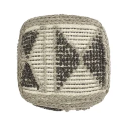 Tamsin Boho Handcrafted Cube Pouf Gray/Ivory - Christopher Knight Home