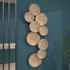 Metal Plate Wall Decor With Embossed Design Gold - Olivia & May -Home Decor Shop GUEST 2a686d42 e50e 43e0 a9ae a6a1aa4f3d85