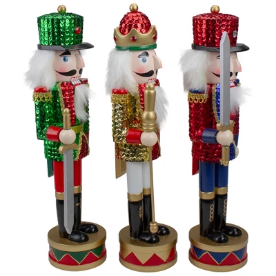 Northlight Set Of 3 Red Sequin Jacket Wooden Christmas Nutcrackers 14.25" 3 Northlight Set Of 3 Red Sequin Jacket Wooden Christmas Nutcrackers 14.25"