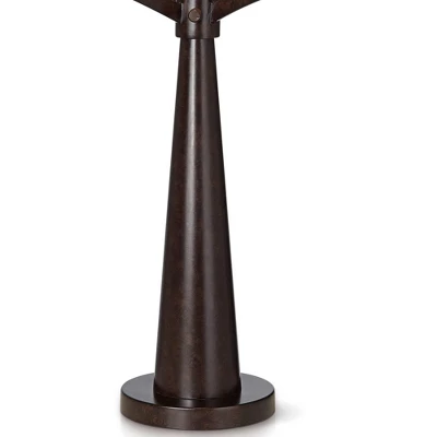 Franklin Iron Works Tremont Modern Mid Century Table Lamps 31 1/2" Tall Set Of 2 Rich Bronze Iron Burlap Fabric Drum Shade For Bedroom Living Room 6 Franklin Iron Works Tremont Modern Mid Century Table Lamps 31 1/2" Tall Set Of 2 Rich Bronze Iron Burlap Fabric Drum Shade For Bedroom Living Room - Image 4