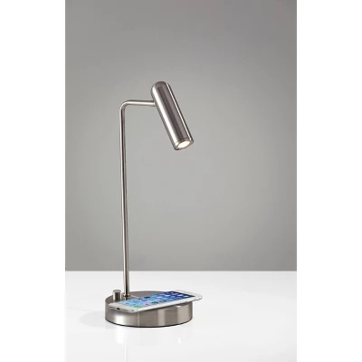 16.5" Wireless Charging Table Lamp (Includes LED Light Bulb) Silver - Adesso 4 16.5" Wireless Charging Table Lamp (Includes LED Light Bulb) Silver - Adesso - Image 2