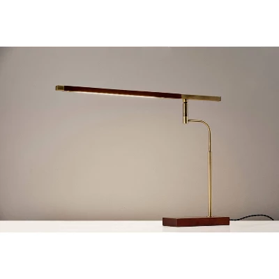 LED Barrett Desk Lamp Walnut/Brass (Includes LED Light Bulb) - Adesso 4 LED Barrett Desk Lamp Walnut/Brass (Includes LED Light Bulb) - Adesso - Image 2