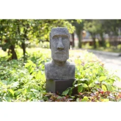 Techko Maid ABS/Resin Island Head Statue With Solar Spotlight Gray -Home Decor Shop GUEST 2c9a2e56 2cf4 4874 bd1c e13aca39ad03