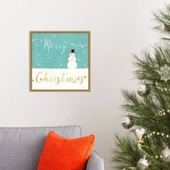 16" X 16" Merry Christmas Snowman By Veronique Charron Framed Canvas Wall Art - Amanti Art -Home Decor Shop GUEST 2cbabcca e294 4251 a2dd 4c16c7e9ecab