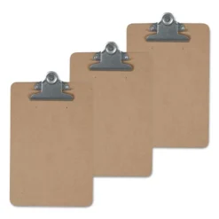 UNIVERSAL Hardboard Clipboard 1" Capacity Holds 8 1/2 X 14 Brown 3/Pk 40305VP