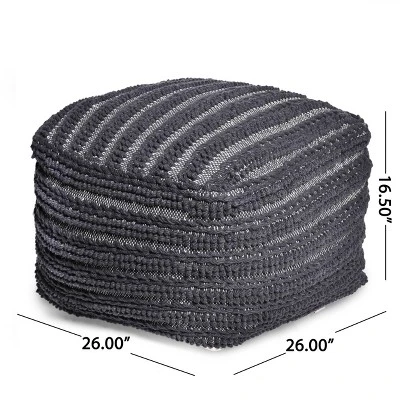 Square Brady Boho Handcrafted Large Fabric Pouf - Christopher Knight Home 8 Square Brady Boho Handcrafted Large Fabric Pouf - Christopher Knight Home - Image 6