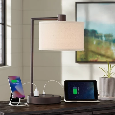 360 Lighting Colby Bronze Finish Desk Lamps Set Of 2 With Outlets And USB Ports 10 360 Lighting Colby Bronze Finish Desk Lamps Set Of 2 With Outlets And USB Ports - Image 8