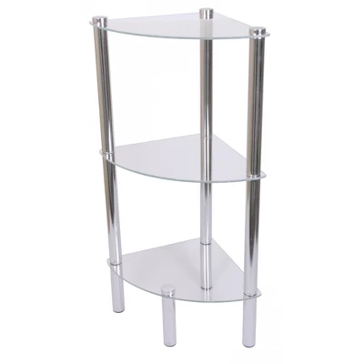 Home Basics 3 Tier Multi Use Arc Glass Corner Shelf, Clear 4 Home Basics 3 Tier Multi Use Arc Glass Corner Shelf, Clear - Image 2