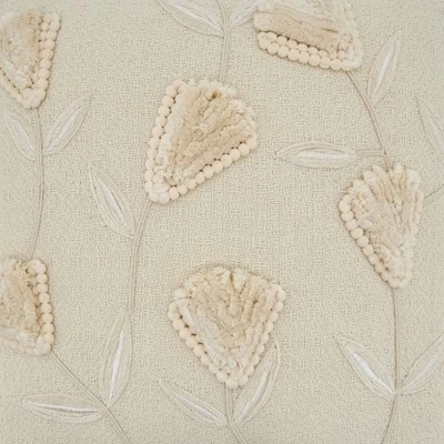 Saro Lifestyle Saro Lifestyle Cotton Pillow Cover With Flowers Applique Design, Ivory, 18" 4 Saro Lifestyle Saro Lifestyle Cotton Pillow Cover With Flowers Applique Design, Ivory, 18" - Image 2