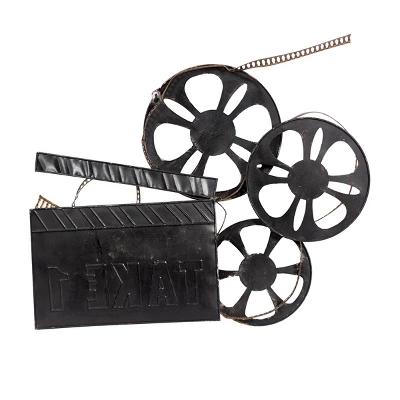 Metal Film Reels Wall Decor Black - Olivia & May 5 Metal Film Reels Wall Decor Black - Olivia & May - Image 3