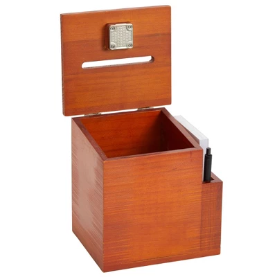 Juvale Wooden Suggestion Box With Lock And Keys, Brown Ballot Box With 50 Blank Suggestion Cards, Locking Lid And Side Slot For Donation, 7.5x7.1x5.5" 9 Juvale Wooden Suggestion Box With Lock And Keys, Brown Ballot Box With 50 Blank Suggestion Cards, Locking Lid And Side Slot For Donation, 7.5x7.1x5.5" - Image 7