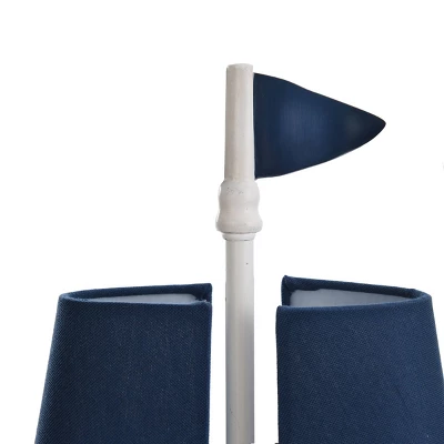 Moulded Sail Boat Table Lamp With Two U-Shaped Shades Blue/White - StyleCraft 4 Moulded Sail Boat Table Lamp With Two U-Shaped Shades Blue/White - StyleCraft - Image 2