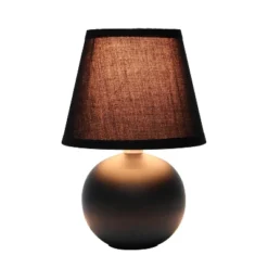 8.66" Petite Ceramic Orb Base Bedside Table Desk Lamp With Matching Tapered Drum Fabric Shade Black - Creekwood Home -Home Decor Shop GUEST 3546dff2 b455 4a74 aa78 e905f51a7cb4