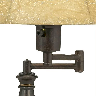 Regency Hill Traditional Swing Arm Desk Table Lamps 22.5" High Set Of 2 Bronze Faux Leather Shade For Living Room Bedroom Nightstand Office 4 Regency Hill Traditional Swing Arm Desk Table Lamps 22.5" High Set Of 2 Bronze Faux Leather Shade For Living Room Bedroom Nightstand Office - Image 2