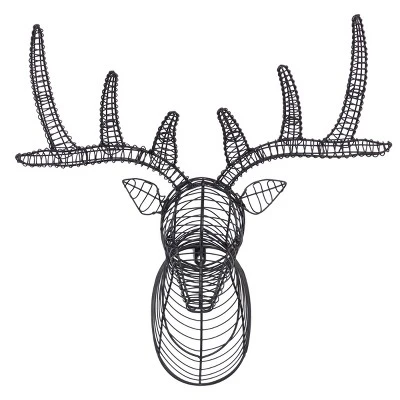 Metal Deer Head Wall Decor Black - Olivia & May 6 Metal Deer Head Wall Decor Black - Olivia & May - Image 4