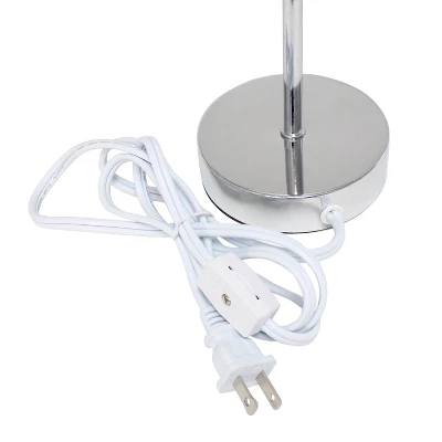 11.81" Traditional Petite Metal Stick Bedside Table Desk Lamp In Chrome With Fabric Shade White - Creekwood Home 7 11.81" Traditional Petite Metal Stick Bedside Table Desk Lamp In Chrome With Fabric Shade White - Creekwood Home - Image 5