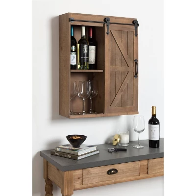 Decorative Wall Storage Cabinet With Sliding Barn Door Rustic Brown - Kate & Laurel All Things Decor 10 Decorative Wall Storage Cabinet With Sliding Barn Door Rustic Brown - Kate & Laurel All Things Decor - Image 8