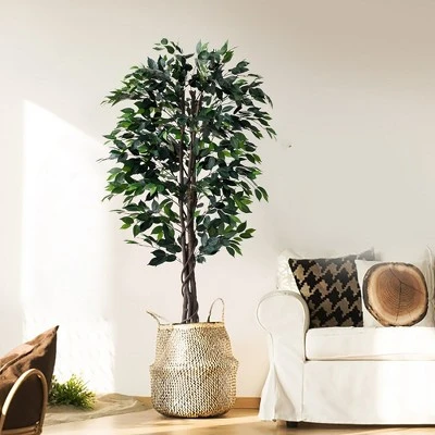 Forever Leaf 60" Artificial Ficus Silk Tree In Wicker Basket, Indoor Artificial Plant For Home Decor 4 Forever Leaf 60" Artificial Ficus Silk Tree In Wicker Basket, Indoor Artificial Plant For Home Decor - Image 2