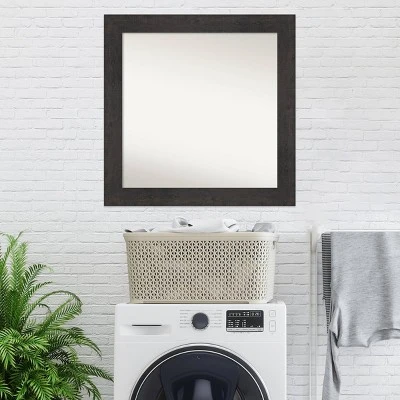 32" X 32" Non-Beveled Rustic Plank Espresso Wall Mirror - Amanti Art 9 32" X 32" Non-Beveled Rustic Plank Espresso Wall Mirror - Amanti Art - Image 7