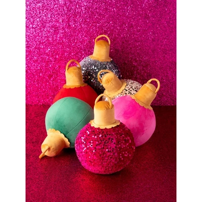 Shiraleah Pink Sparkle Christmas Ornament Bauble Pillow, Small 5 Shiraleah Pink Sparkle Christmas Ornament Bauble Pillow, Small - Image 3