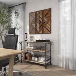 Set Of 3 Wood Geometric Slatted Wood Design Wall Decors Brown - Olivia & May -Home Decor Shop GUEST 3724191a 2afb 4676 9159 9c9b3af1d10e