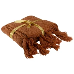 Northlight Golden Ochre Knit Throw Blanket With Tassels 50" X 60" -Home Decor Shop GUEST 37630d7c b5ed 4ac6 a940 3f59180e86d5