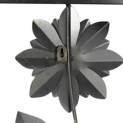 Set Of 2 Metal Floral Wall Decors With Black Frame Gray - Olivia & May 3 Set Of 2 Metal Floral Wall Decors With Black Frame Gray - Olivia & May