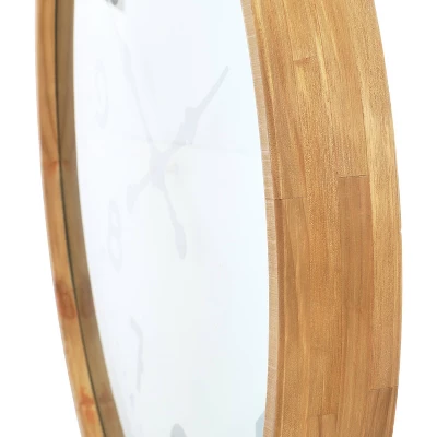 Fir Wood And Metal Wall Clock Brown - Storied Home 8 Fir Wood And Metal Wall Clock Brown - Storied Home - Image 6