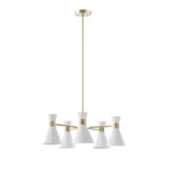Ezra 5-Light Adjustable Chandelier Antique Brass/White - Ink+Ivy -Home Decor Shop GUEST 3b1e18ac 079d 4e02 bde5 a37a06a27de9