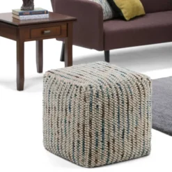 Malcolm Woven Cube Pouf Color Cotton And Wool - WyndenHall