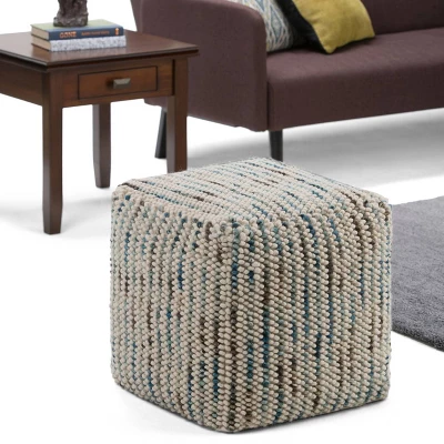 Malcolm Woven Cube Pouf Color Cotton And Wool - WyndenHall 3 Malcolm Woven Cube Pouf Color Cotton And Wool - WyndenHall