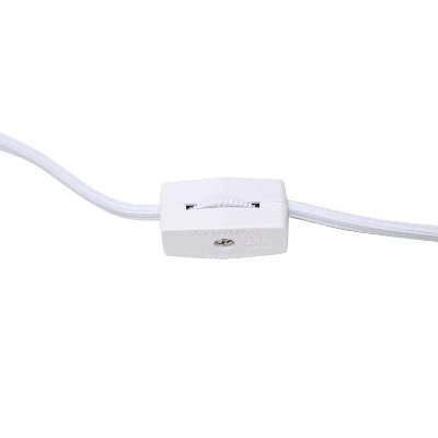 11.81" Traditional Petite Metal Stick Bedside Table Desk Lamp In Chrome With Fabric Shade White - Creekwood Home 5 11.81" Traditional Petite Metal Stick Bedside Table Desk Lamp In Chrome With Fabric Shade White - Creekwood Home - Image 3