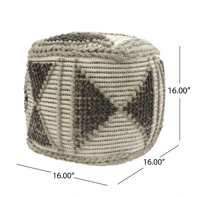Tamsin Boho Handcrafted Cube Pouf Gray/Ivory - Christopher Knight Home 9 Tamsin Boho Handcrafted Cube Pouf Gray/Ivory - Christopher Knight Home - Image 7